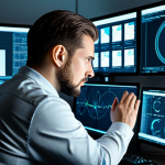 Home 8 Cybersecurity Analyst at Work**
"A focused cybersecurity analyst, fully clothed in professional attire, working at a modern workstation with multiple monitors displaying complex data visualizations, appropriate content, safe for work, perfect anatomy, correct proportions, well-formed hands, natural pose, professional, high quality, digital art, clean background showcasing a server room in soft focus."
**