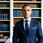 Home 7 **
"A lawyer in a professional business suit, standing in a modern Italian law office with bookshelves in the background, fully clothed, appropriate attire, safe for work, perfect anatomy, natural proportions, legal professional, high quality photograph, well-lit."
**