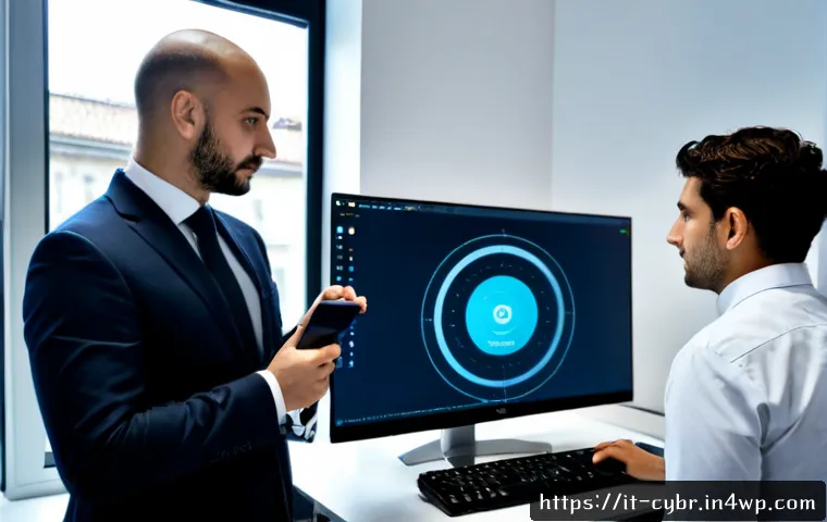 사이버 보안 자동화 도구 구현 시 주의사항 - Photorealistic Italian cybersecurity team in a modern Milan office, two IT professionals reviewing a...